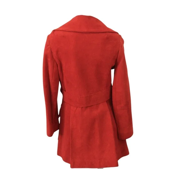 Vintage 1960's Joseph Magnin Red Suede Leather Mod Trench Coat Jacket Small